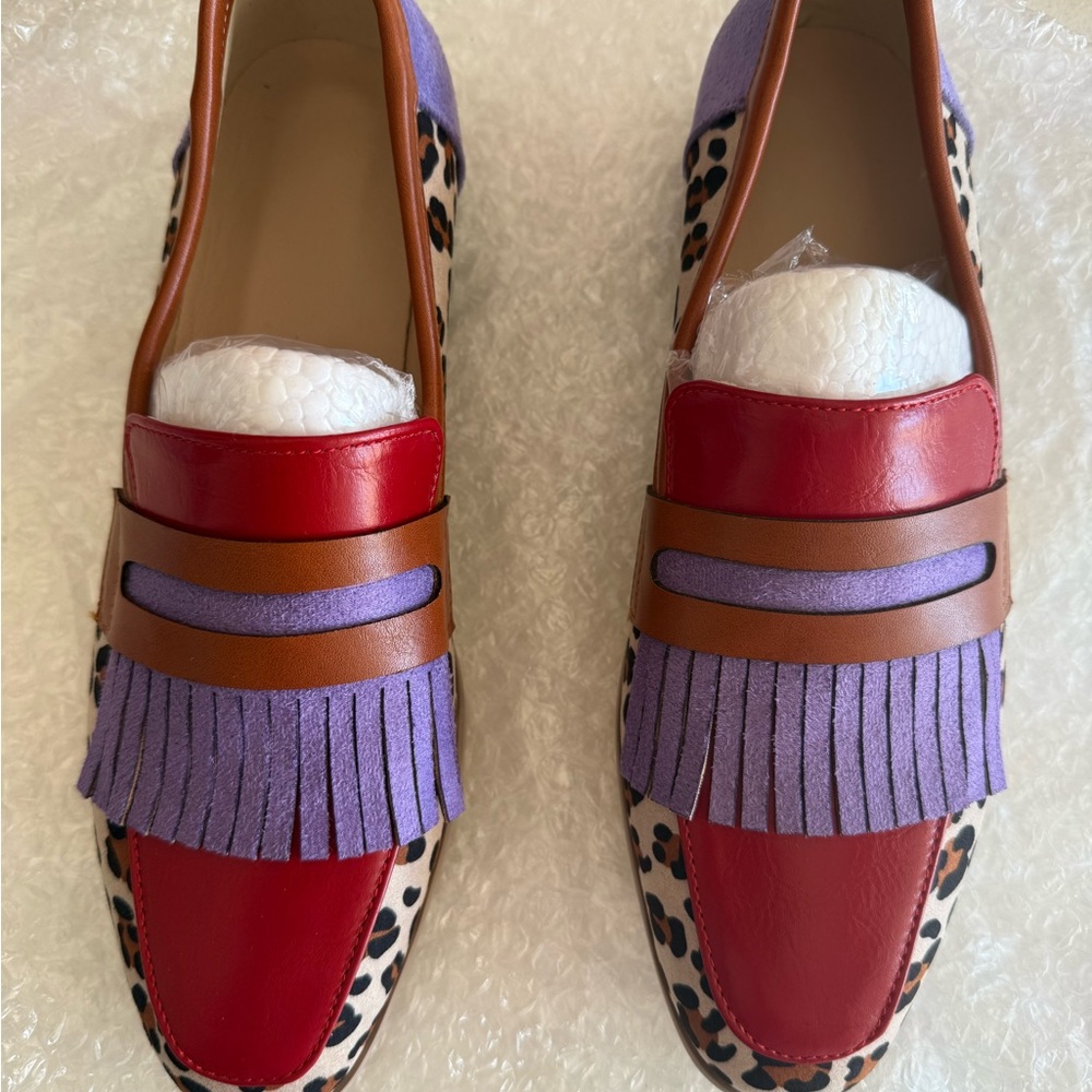 Vibrant Red and Purple Women's Loafers
